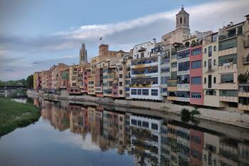 A view of Girona old town from the river
