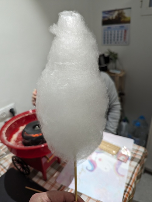 We got the cotton candy machine out for the first time
